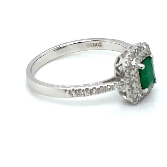 Certified Emerald .75ct Diamonds Platinum Ring - Picture 3 of 8